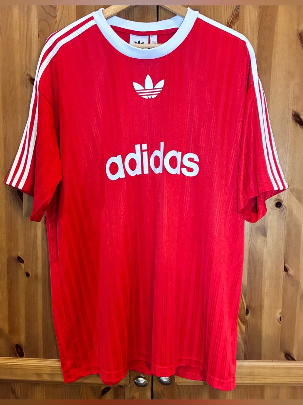 Adidas Originals Adicolor Trefoil Tee Shirt Better Scarlet Red 3 Stripe Mens XL